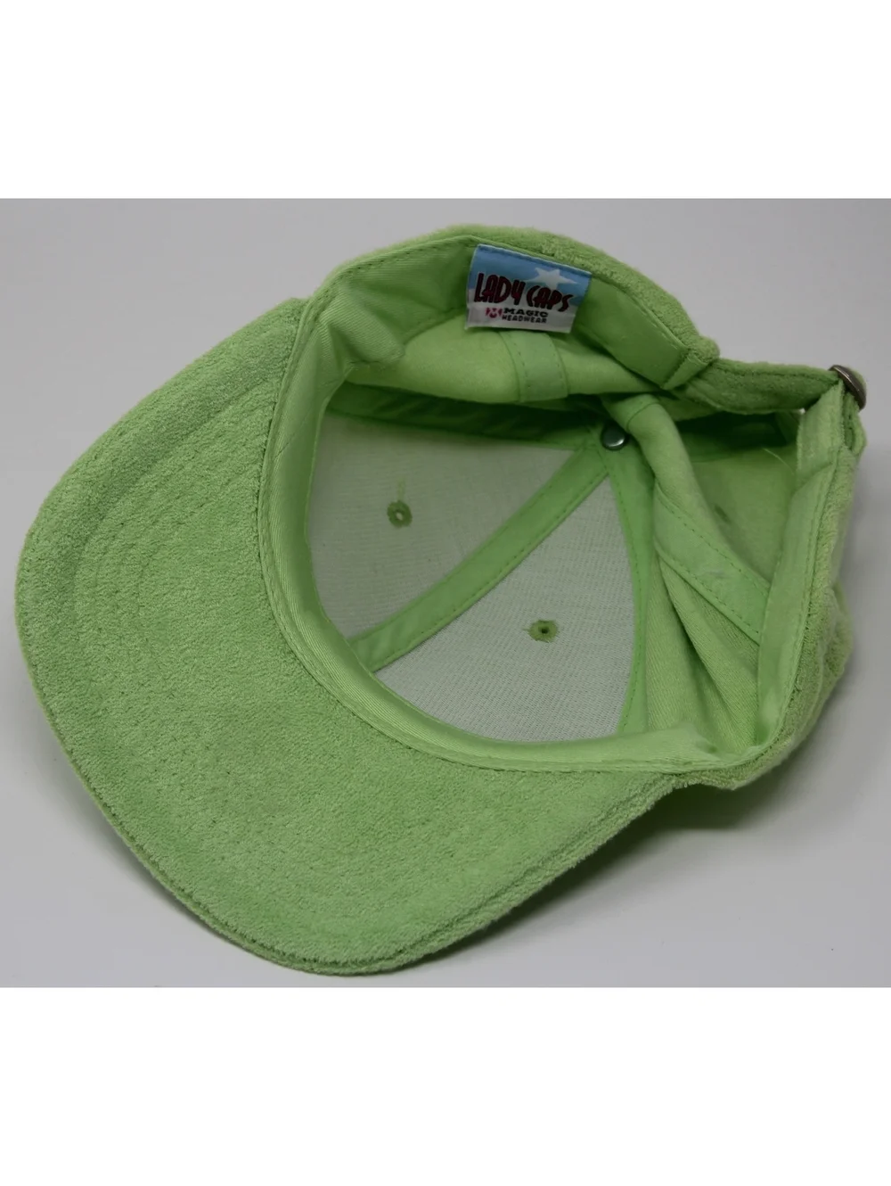 NWOT Lady Caps by Magic Headwear Melon Green Terry Cloth Hat Towel Material Cap
